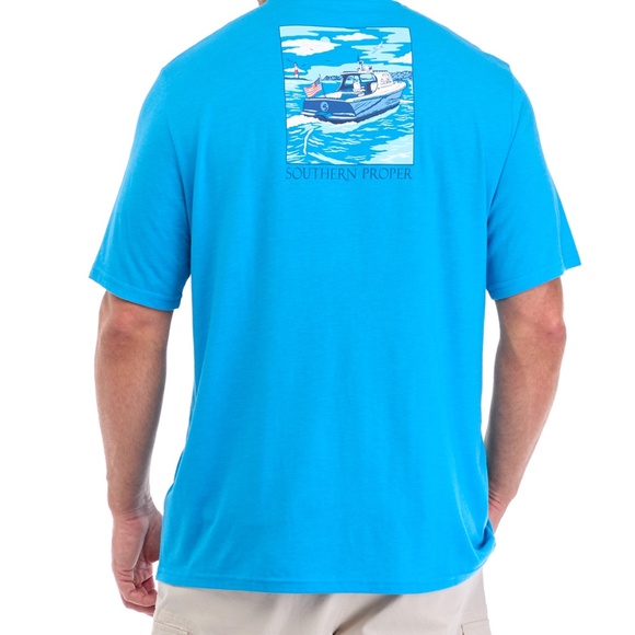 Southern Proper Big & Tall Short Boat Graphic T-Shirt MALIBU BL HTR) - Picture 1 of 3